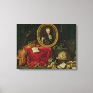 Still life with portrait of King Louis Canvas Print