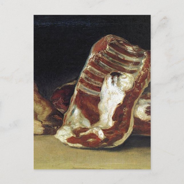 Still life with ribs, steak and lamb's head - Goya Postcard (Front)