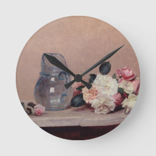 Still Life with Roses, 1889 (oil on canvas) Round Clock
