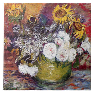 Still Life with Roses and Sunflowers - Van Gogh Tile