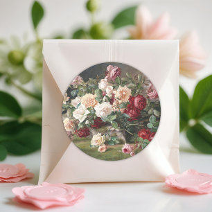 Still life with roses classic round sticker