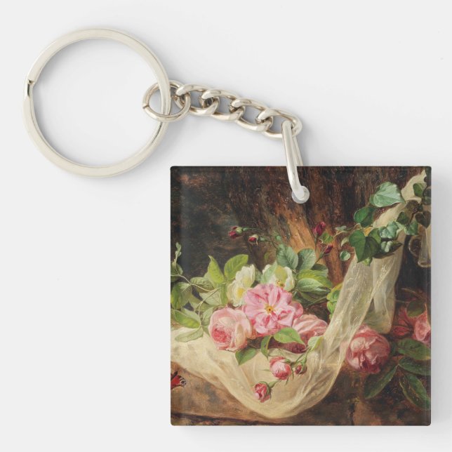 Still Life with Roses on a Forest Floor – Lach A. Key Ring (Front)