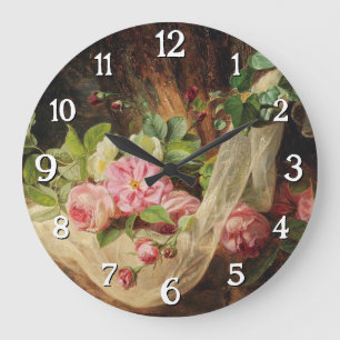 Still Life with Roses on a Forest Floor – Lach A. Large Clock