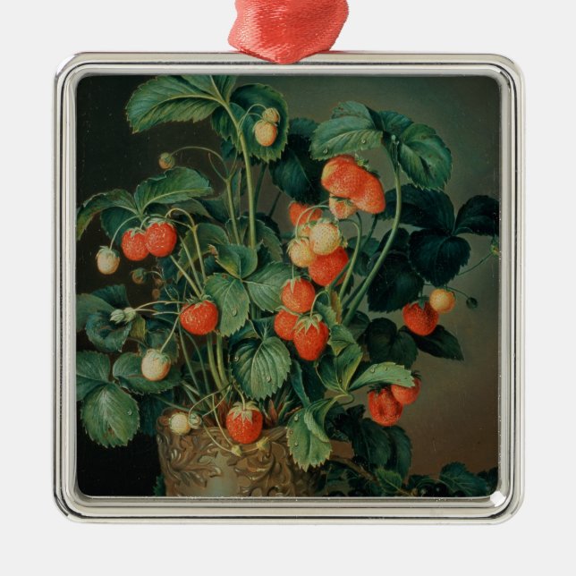 Still life with strawberries metal tree decoration (Front)