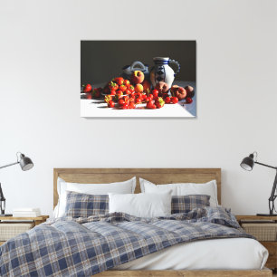Still Life with Strawberries, Peaches and Cherries Canvas Print