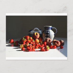 Still Life with Strawberries, Peaches and Cherries Holiday Postcard