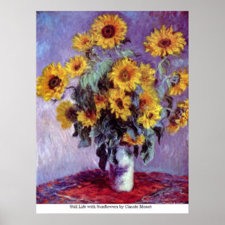 Still Life with Sunflowers by Claude Monet Poster
