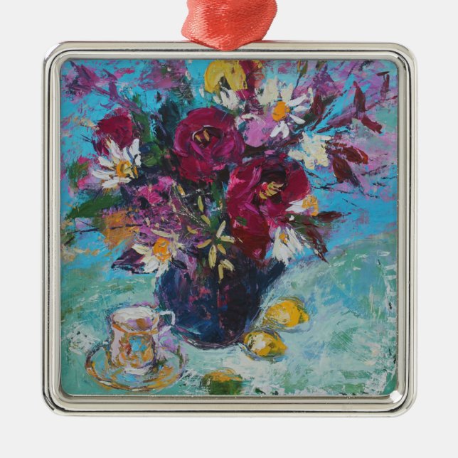 Still Life with Tea Cup 2013 Metal Tree Decoration (Front)