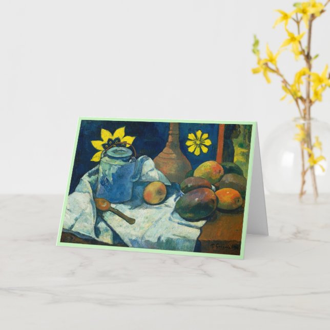 Still Life with Teapot and Fruit, Paul Gauguin Card (Yellow Flower)