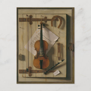 Still Life with Violin and Music, William Harnett Postcard