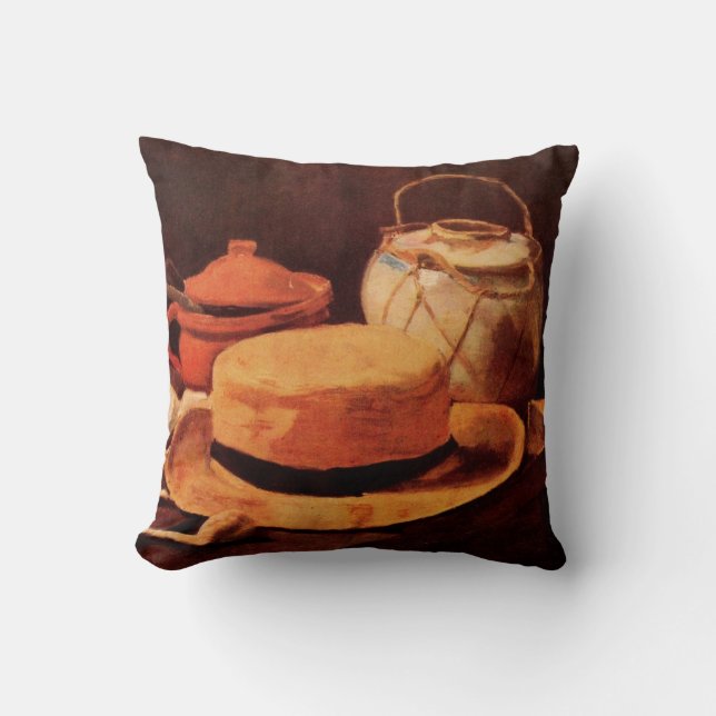 Still Life Yellow Straw Hat by Vincent van Gogh Cushion (Front)