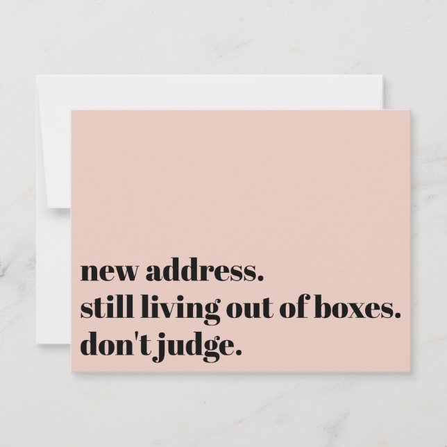 Still Living Out of Boxes, Don't Judge Blush Card (Front)