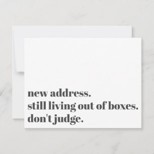 Still Living Out of Boxes, Don't Judge Card