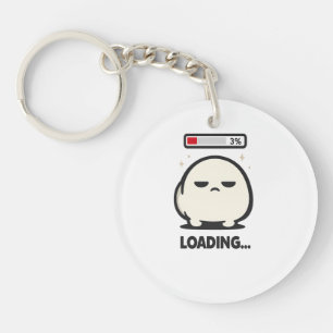 Still Loading 3% - Cute Tired Character Funny Art Key Ring
