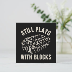 Still Plays with Blocks Funny Car Mechanic Racing  Invitation