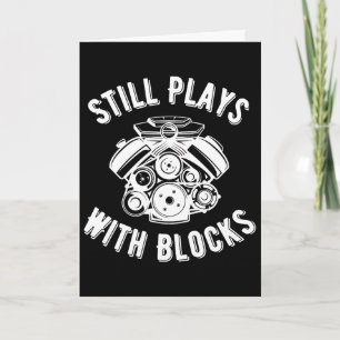Still Plays With Blocks Mechanics Fathers Day Car  Card