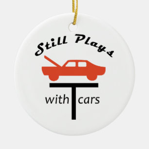 Still Plays With Cars Ceramic Tree Decoration