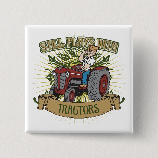 Still Plays With Red Tractors 15 Cm Square Badge (Front)