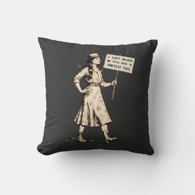 Still Protesting This Vintage Feminist Activist Cushion (Front)
