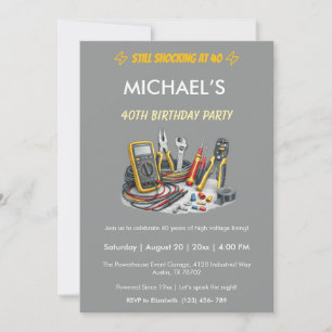 Still Shocking at 40 Electrician Birthday Party Invitation