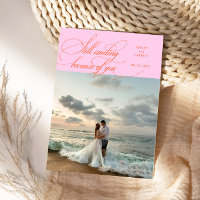 Still Smiling Elegant Wedding Photo Orange Pink