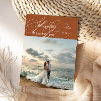 Still Smiling Elegant Wedding Photo Terracotta