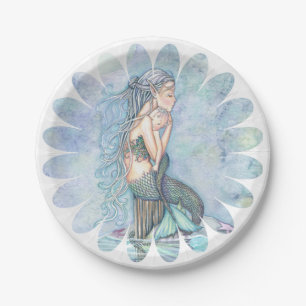 Still Waters Mother and Baby Mermaids Baby Shower Paper Plate