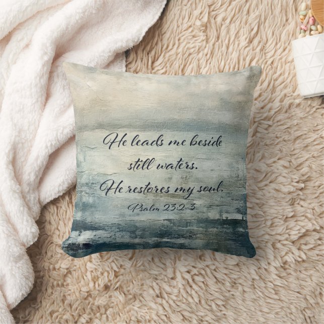 Still Waters Psalm Bible Verse Christian Art Cushion (Blanket)