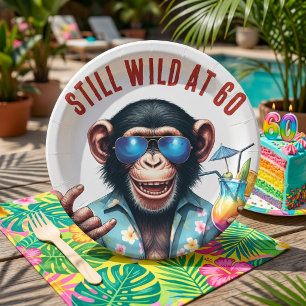 Still Wild at 60 Summer Monkey 60th Birthday Paper Plate