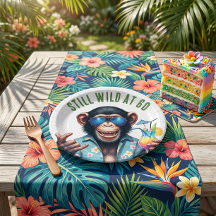 Still Wild at 60 Summer Monkey 60th Birthday Paper Plate