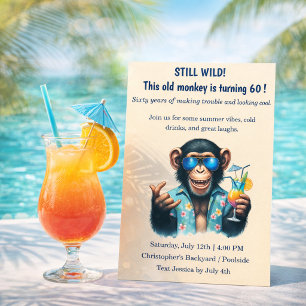 Still Wild Old Monkey turning 60 Funny Birthday Invitation