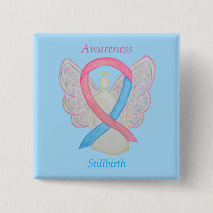 Stillbirth Awareness Ribbon Angel Custom Art Pins