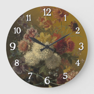 Stilleven met Bloemen – Elegant Vintage Floral Large Clock