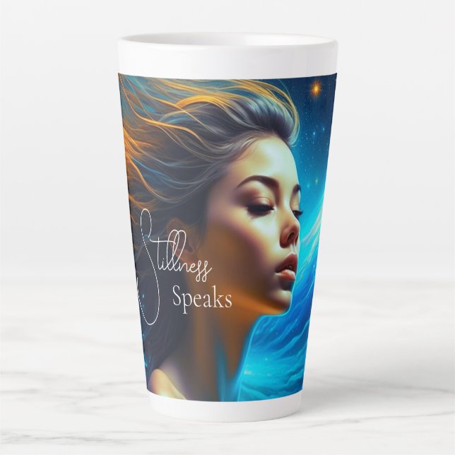 Stillness Speaks | Meditation Celestial Art Latte Mug (Front)