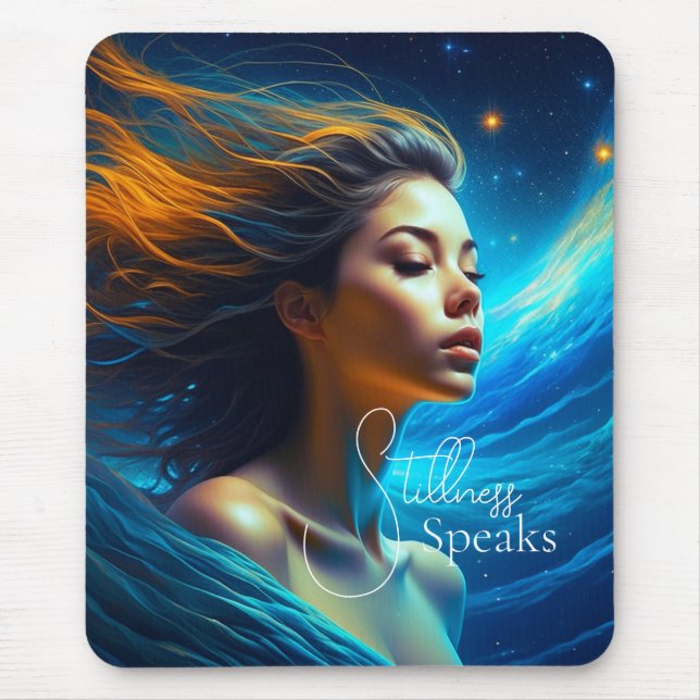Stillness Speaks | Meditation Celestial Art Mouse Pad (Front)