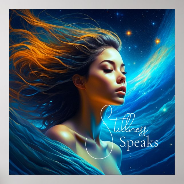 Stillness Speaks | Meditation Celestial Art Poster (Front)