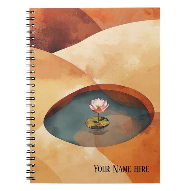 Stillness Within – Abstract Lotus Meditation Art Notebook (Front)