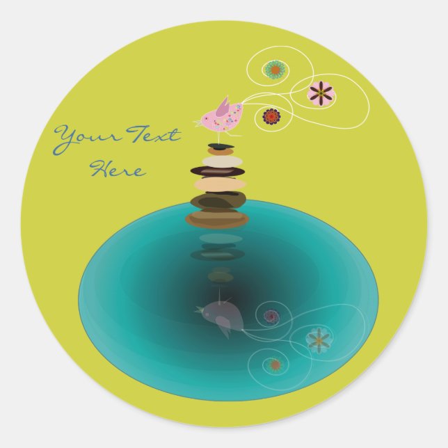 Stillness, zen bird in meditation classic round sticker (Front)