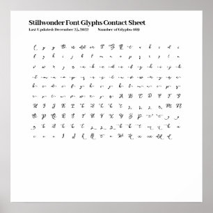 Stillwonder Font Glyphs Contact Sheet Poster