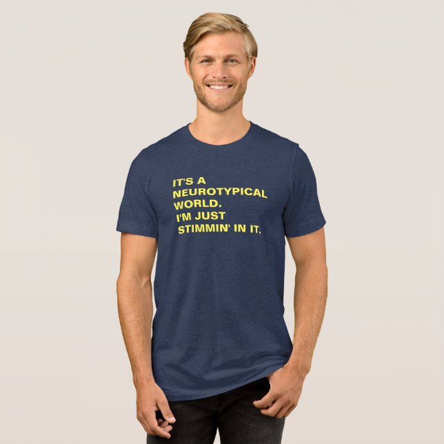 Stimmin' in a Neurotypical World Stim Pride Tri-Blend Shirt (Front Full)