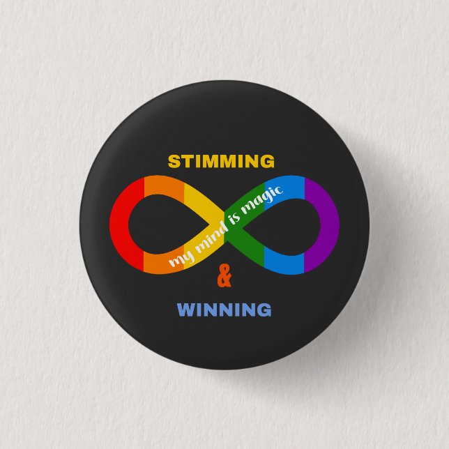 Stimming & Winning Neurodivergent Autism Awareness 3 Cm Round Badge (Front)