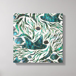 Stingray and Scat fish pattern Abalone Canvas Print