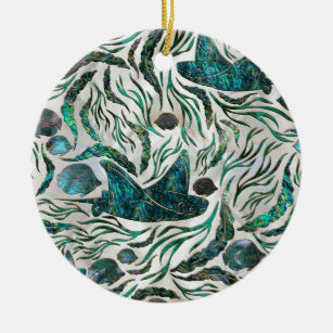 Stingray and Scat fish pattern Abalone Ceramic Tree Decoration