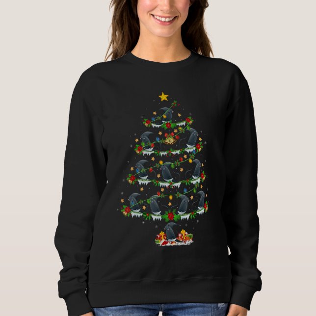 Stingray Fish  Xmas Lights Stingray Christmas Tree Sweatshirt (Front)