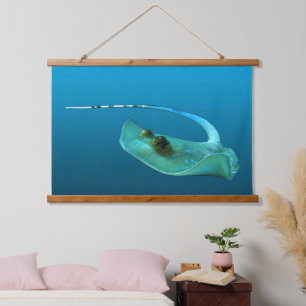 Stingray in motion! Gradient blue background Hanging Tapestry