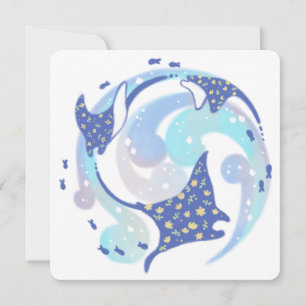 Stingray in Ocean Illustration Invitation