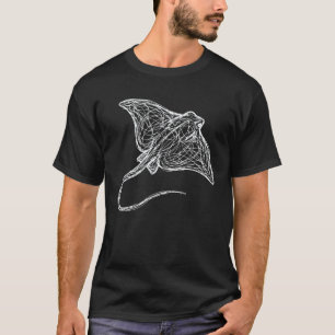 Stingray Line Art Sting Ray Scuba Diver Snorkeler T-Shirt