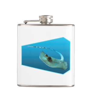 Stingray moving! Design gradient blue background Hip Flask