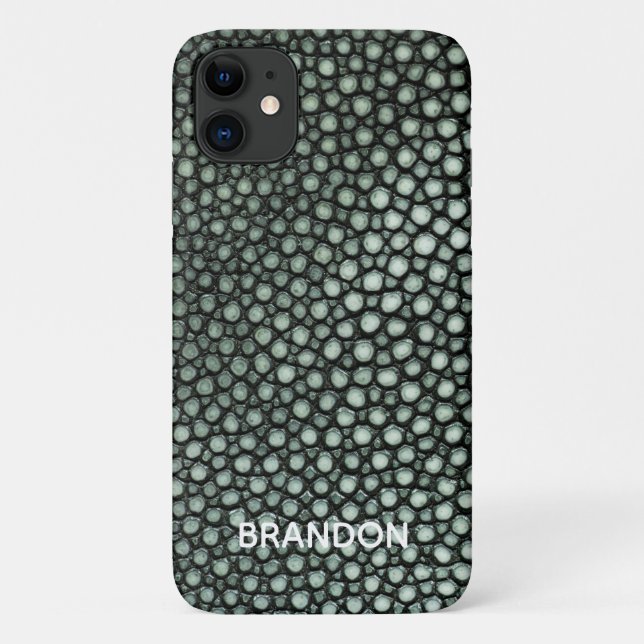 Stingray Skin Green Print Name Personalised Case-Mate iPhone Case (Back)