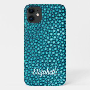 Stingray Skin Turquoise Print Name Personalised Case-Mate iPhone Case